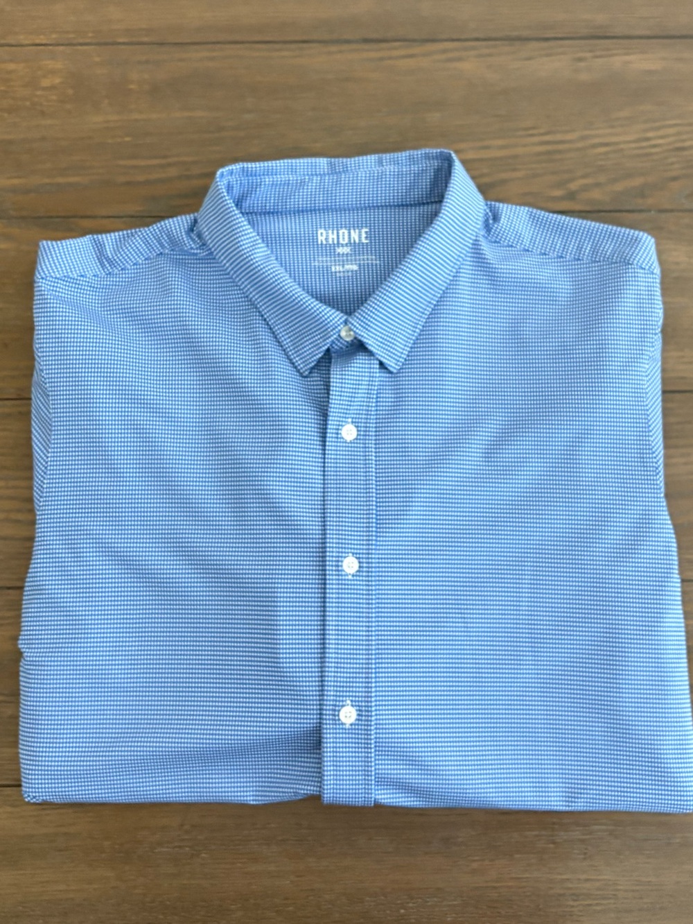 RHONE Blue and White Long Sleeve Button Shirt Size XXL